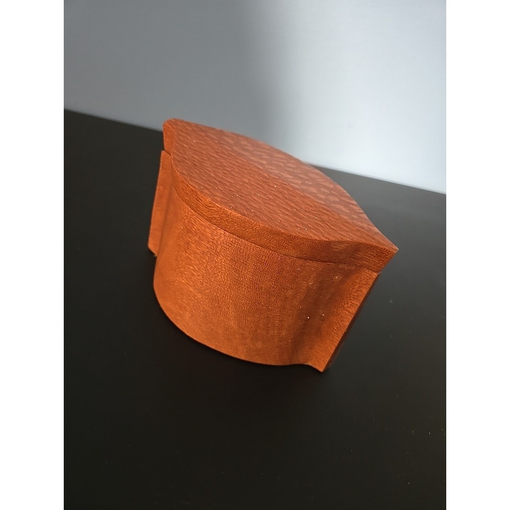 Handcrafted Leaf Shape Exotic Hardwood Box Heavy Carved Wooden‎ Trinket Jewelry